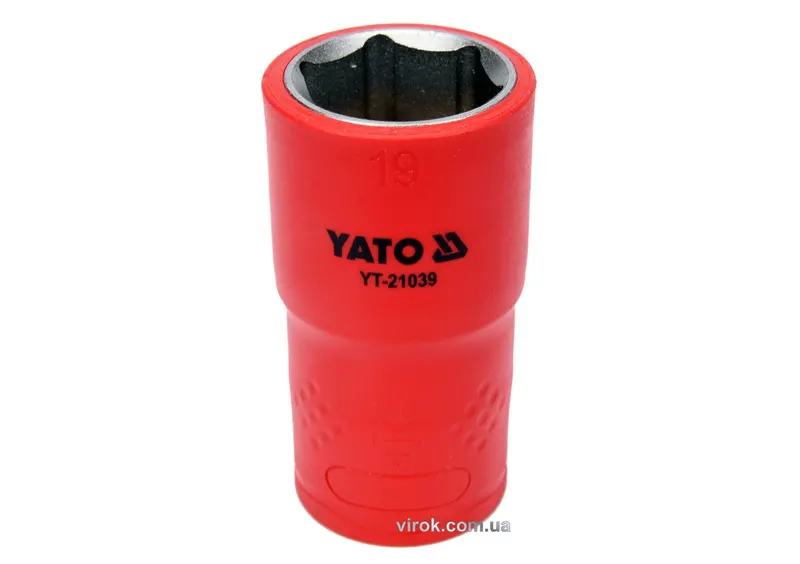 Головка торц. діелектр. 6-гранна YATO : квадрат 1/2", М= 19 мм, L= 55/38 мм,VDE корпус до 1000V (DW)