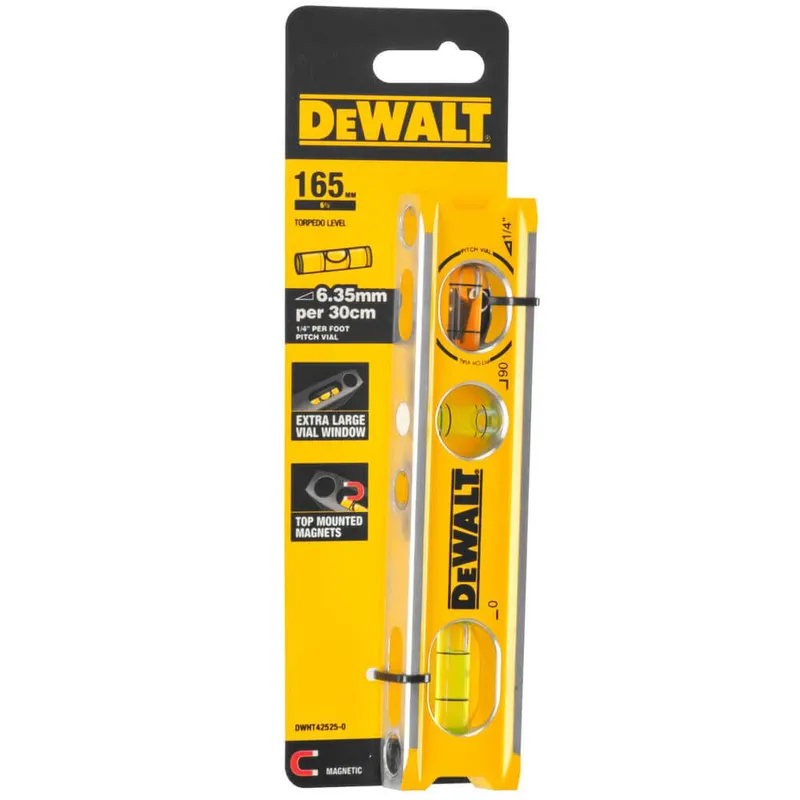 Рівень BILLET TORPEDO з алюмінію довжиною 165 мм з 3 капсулами і магнітами DeWALT DWHT42525-0 — Photo 3
