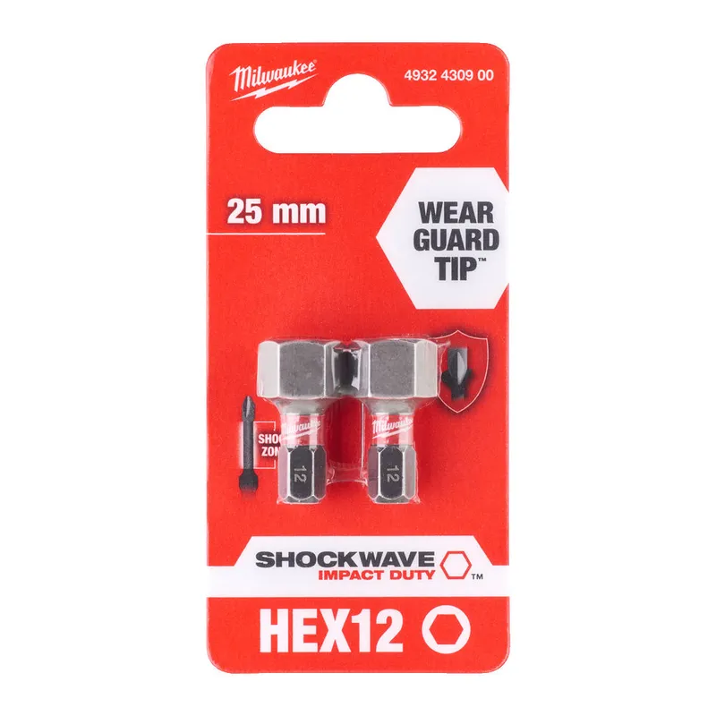 Біта SHOCKWAVE MILWAUKEE, Hex12, 25мм, (2шт) — Photo 1