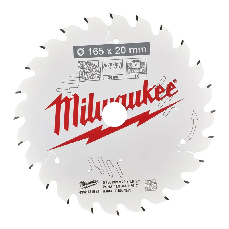 Диск пиляльний PFTE THIN KERF MILWAUKEE, діаметр 165х20х1,6мм, 24 зуб. — Photo 1
