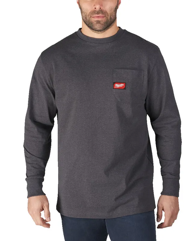 Футболка MILWAUKEE WTLSG-XL, з карманом та довгим рукавом, сіра, (розмір XL) — Photo 1