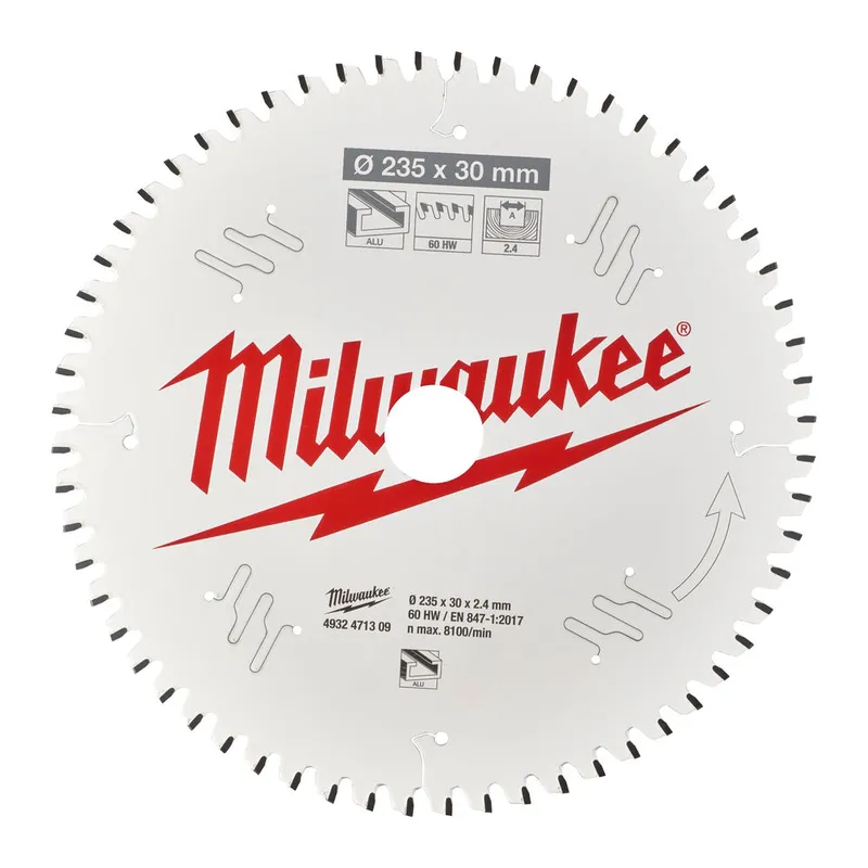 Диск пиляльний Alu PFTE MILWAUKEE, діаметр 235х30х2,4мм, 60 зуб. — Photo 1