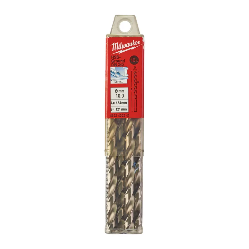 Свердло по металу HSS-G MILWAUKEE DIN340, діаметр 10,0x184 мм (10шт), пластикова коробка