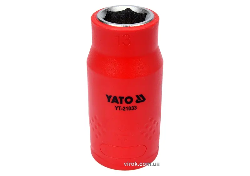Головка торц. діелектр. 6-гранна YATO : квадрат 1/2", М= 13 мм, L= 55/38 мм,VDE корпус до 1000V (DW)