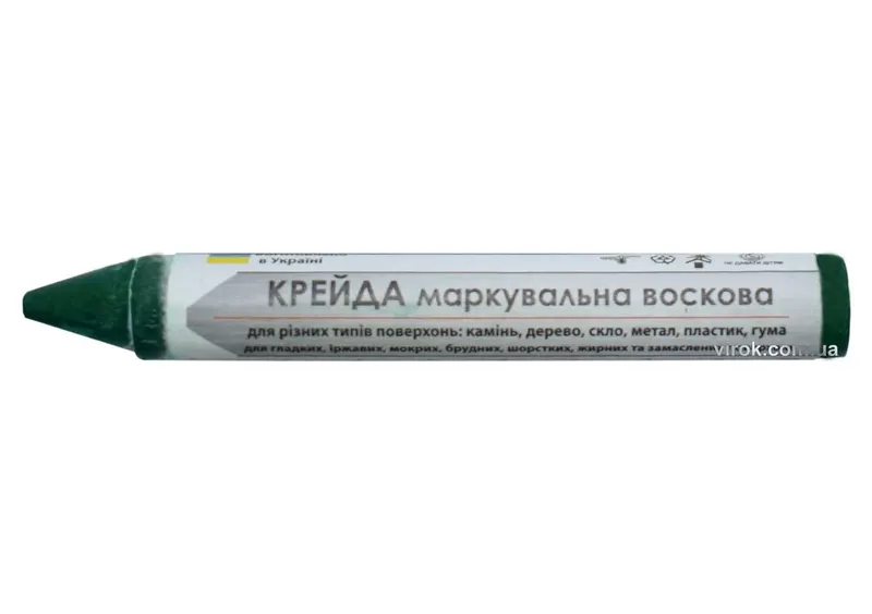 Крейда маркувальна VIROK : зелена, 13x120 мм. воскова для різних поверхонь. блістер 2 шт.