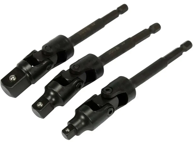 Тримачі-адаптери торц головок шар YATO: з 6-гран.- 1/4" до квадр-1/4",3/8",1/2", L= 125мм, Cr-V, 3шт — Photo 2