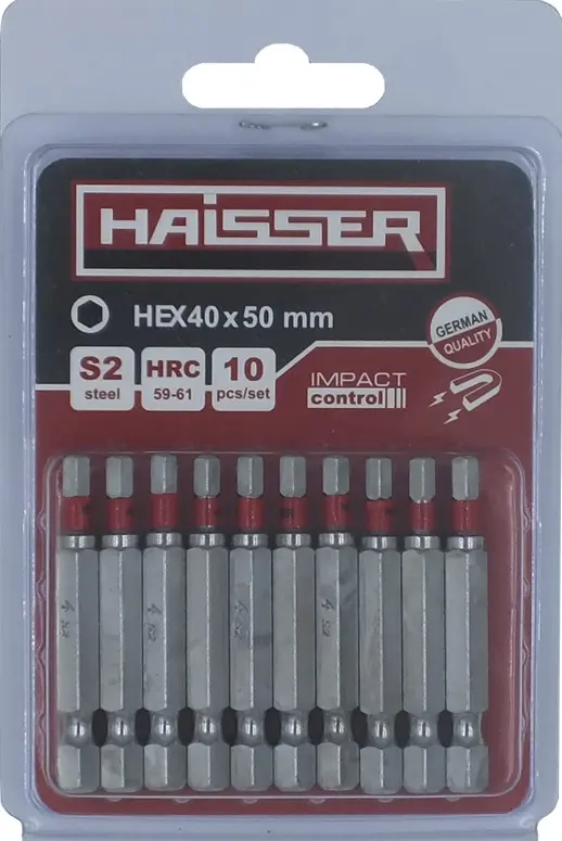 Біта - HEX4 х 50мм, набір 10шт., блістер (HAISSER)