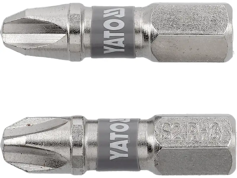 Насадка викруткова YATO PH3 х 25мм. HEX 1/4" нікельована, 2 уп/шт.[10]