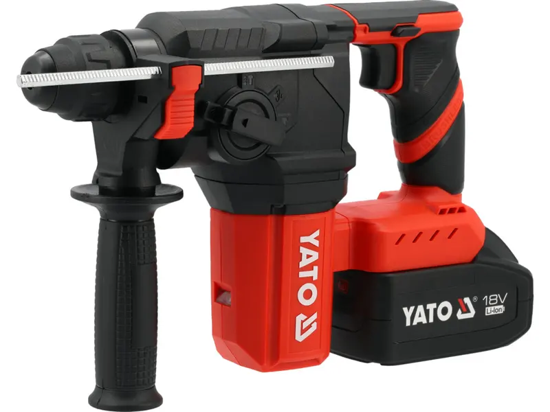 Перфоратор акумуляторний YATO SDS+ Li-Ion 18 В 4 АГод , J=2.5 Дж, Ø≤22 мм в бетоні, 3 режими в футля