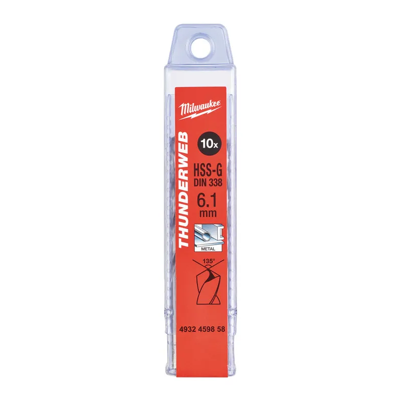 Свердло по металу THUNDERWEB HSS-G MILWAUKEE DIN338, Ø6,1х101мм, (10шт)