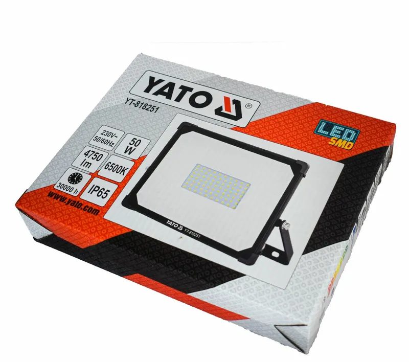 Прожектор переносний з SMD-діодним випромінювачем YATO : 50 Вт, 230 В, 4750 лм, 75 діодів [8]