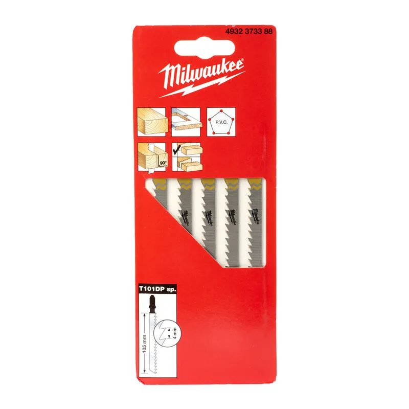 Полотна для лобзика T101DP MILWAUKEE, 105мм/ крок зуба 4мм, (5шт), (деревина, прямий різ)