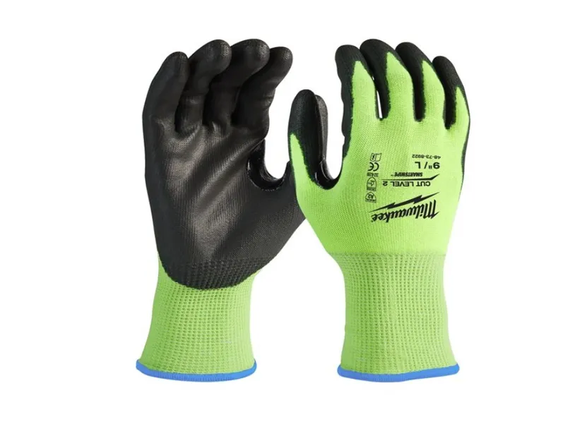 Рукавиці Hi-Vis сигнальні MILWAUKEE, з опором порізам 2/B рівня, розмір 9/L