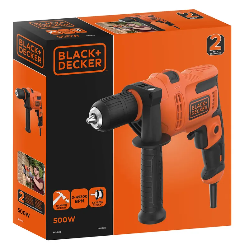 Дриль мережевий ударний BLACK+DECKER BEH200 — Photo 2