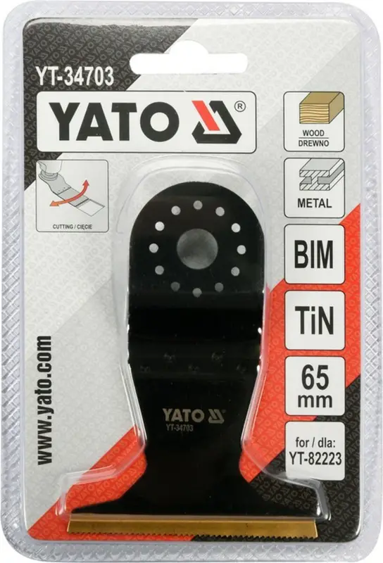 Полотно-насадка різальне біметал для реноватора YT-82223 YATO по дереву і металу l=90мм, w=65мм [10] — Photo 2