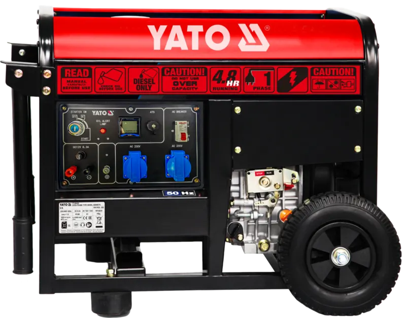 Генератор струму дизельий YATO: P= 6,5 кВт, U= 230 V AC, стартер пуск 24 В
