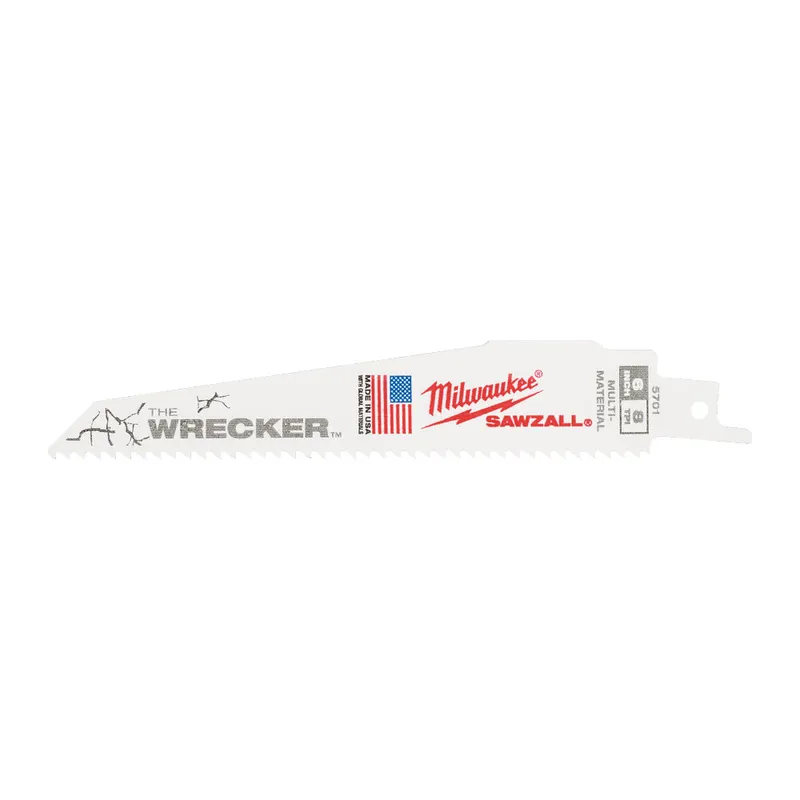 Полотно для шабельних пил WRECKER MILWAUKEE, 150х3,6/2,3мм, (5шт), (метал, деревина з цвяхами)