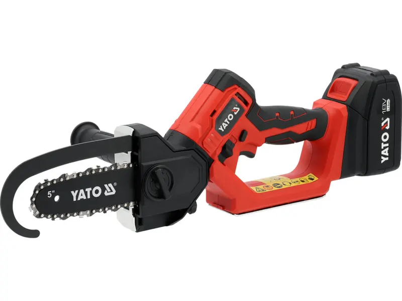 Пила ланцюгова акумуляторна YATO теслярська: 18 В Li-Ion 4 АГод, шина- 5"/15.85 см, 28 ланок [20]
