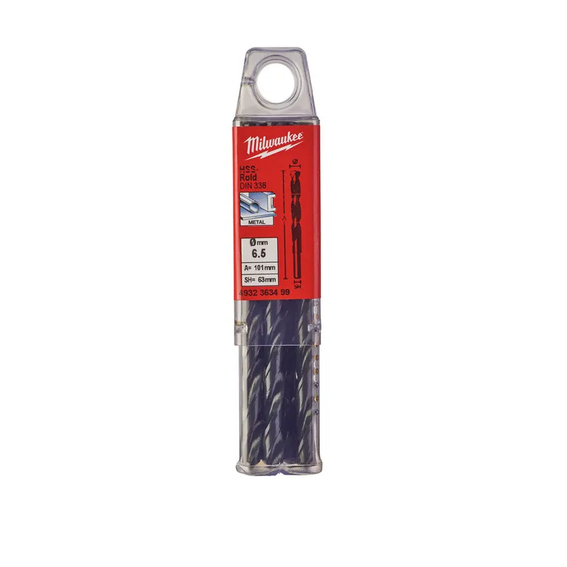 Свердло по металу HSS-R MILWAUKEE DIN338, діаметр 6,5 мм (10шт)