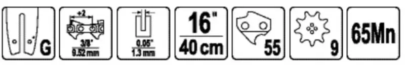 Шина для пили YATO l= 16"/ 40 см (55 ланок)3/8" (9,52 мм)Т-0,05" (1,3 мм) для ланцюгівYT-849529 [20] — Photo 1