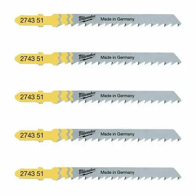Полотна для лобзика T101D MILWAUKEE, 75мм/ крок зуба 4мм, (5шт), (деревина, чистий різ) — Photo 1