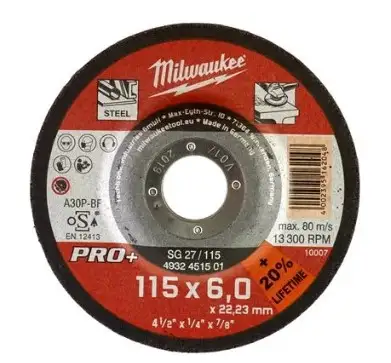 Диск зачисний по металу MILWAUKEE, SG 27/230х6 PRO+, діаметр 230мм — Photo 1