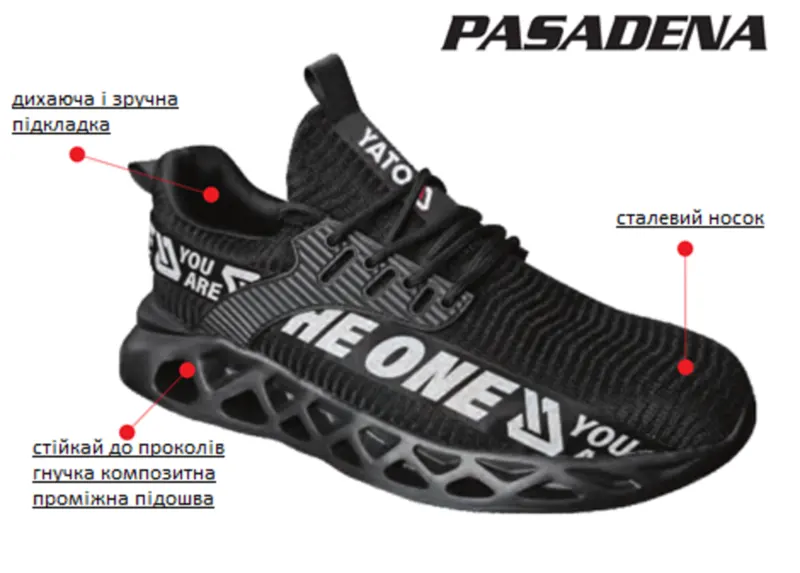 Кросівки робочі YATO PASADENA SB, розм. 45, нейлонові з гумовою підошвою [10]