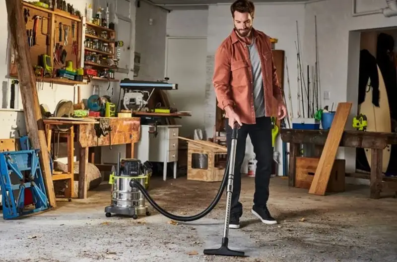Пилосос акумуляторний будівельний RYOBI R18WDV-0 ONE+ (+ Всмоктуючий шланг, ручка, телескопічна штанга, насадка для підлоги, щіл — Photo 2