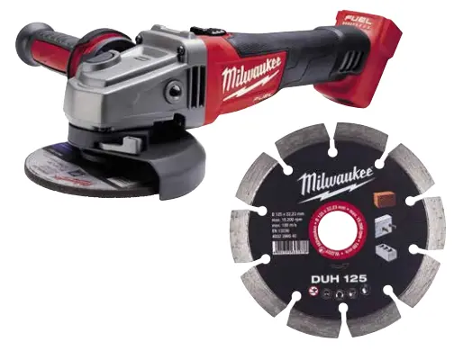 Шліфмашина кутова акумуляторна безщіткова MILWAUKEE, M18 CAG125X-0, діаметр 125мм + Диск алмазний MILWAUKEE DUH 125, діаметр 125 — Photo 1