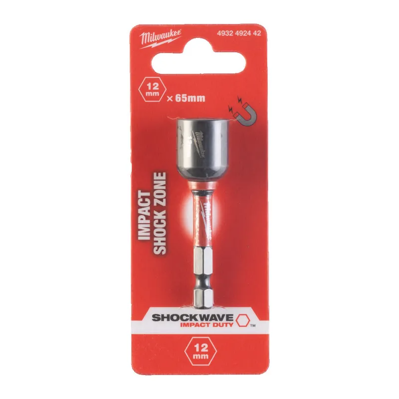 Торцевая головка 1/4 дюйма, шестигранная, 12 мм Shockwave, ударопрочная Milwaukee 4932492442