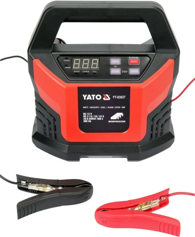 Зарядний прилад з LCD дисплеєм від мережі230В YATO YT-83037