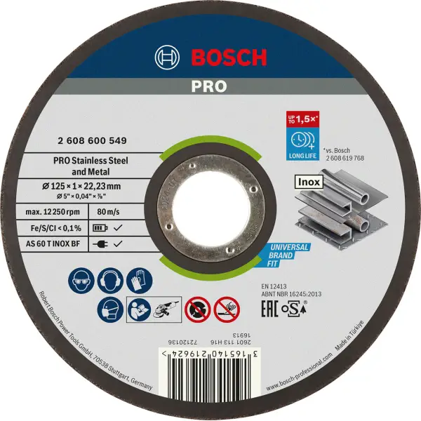 Відрізний круг PRO for INOX 125 x 1мм, прямий