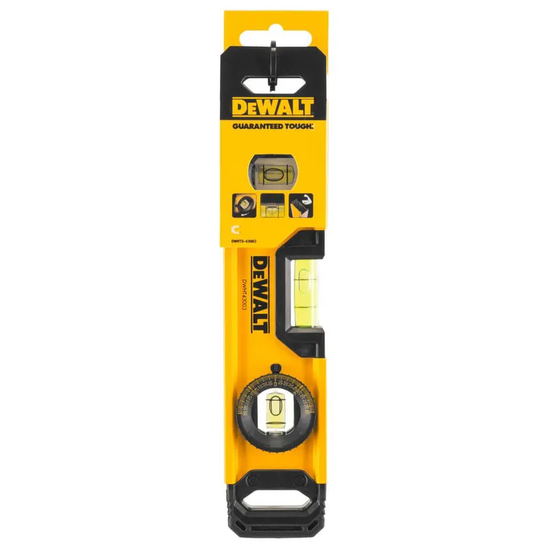 Рівень TORPEDO з алюмінію довжиною 230 мм з 3 капсулами і магнітами DeWALT DWHT0-43003 — Photo 2
