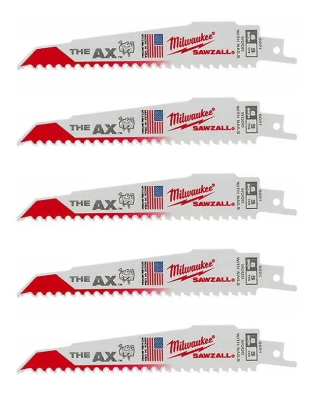 Полотно для шабельних пил THE AX FANG TIP MILWAUKEE, 150х5,0мм, (5 шт) , (замена на 48475021)