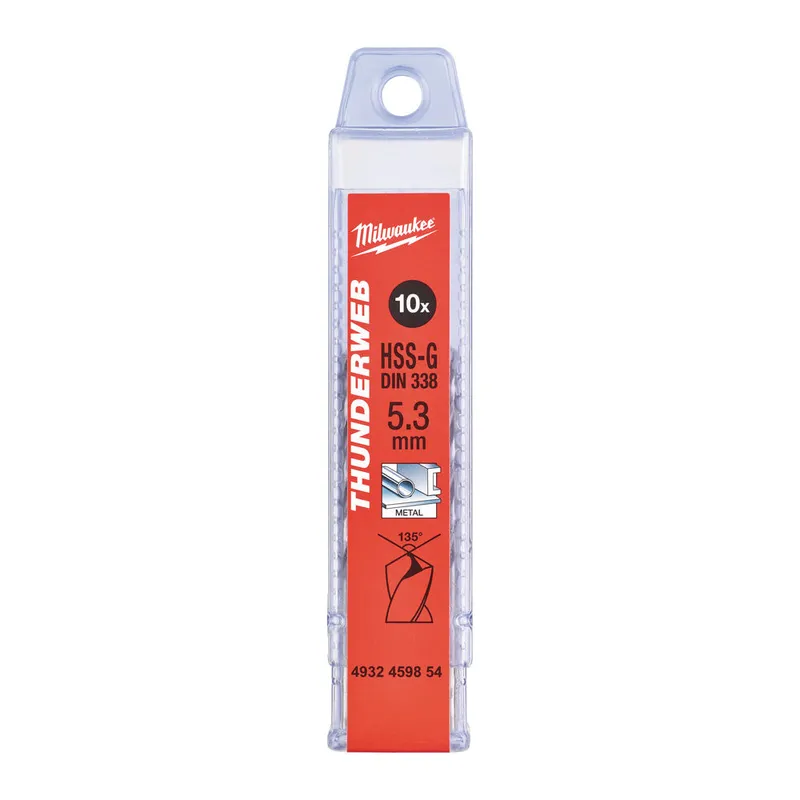 Свердло по металу THUNDERWEB HSS-G MILWAUKEE DIN338, Ø5,3х86мм, (10шт)