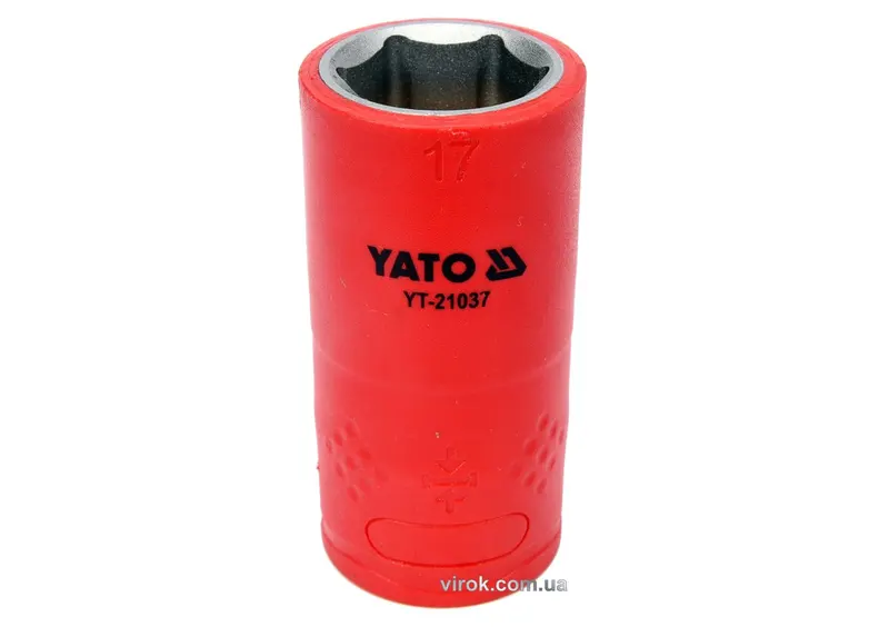 Головка торц. діелектр. 6-гранна YATO : квадрат 1/2", М= 17 мм, L= 55/38 мм,VDE корпус до 1000V (DW)
