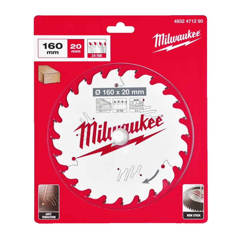 Диск пиляльний PFTE MILWAUKEE, Ø160х20х2,2мм, 24 зуб.