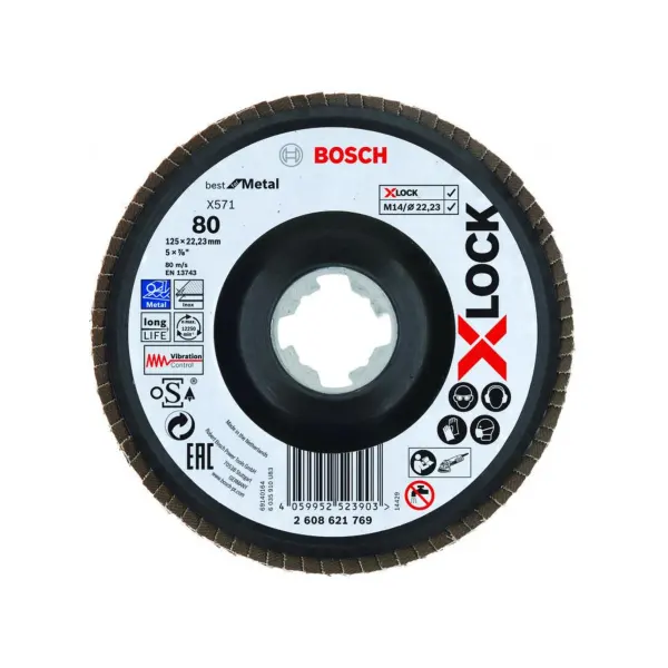 PRO X-LOCK Пелюстковий шліфкруг X571 Best for Metal 125мм G80 кут. пластик