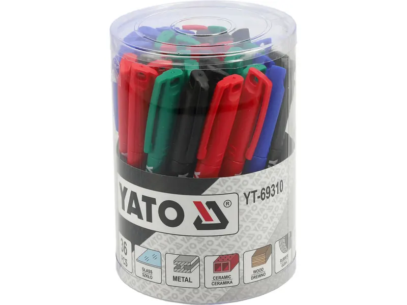 Маркери технічні YATO 36 шт, синій, червоний, чорний і зелений