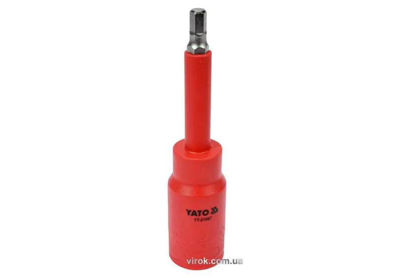 Головка торцева 6-гранна електрика YATO : квадрат 1/2" HEX 6 х 120 мм, VDE до 1000В (DW)