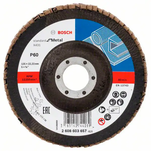 Пелюстковий шліфкруг X431 Standard for Metal, 125 мм, K60 кут.