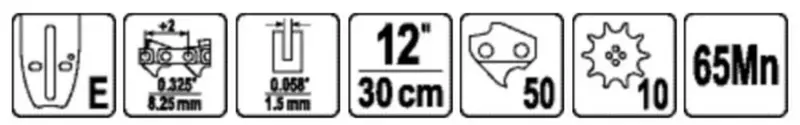 Шина для пили YATO l= 12"/ 30 см (50 ланок)0,325" (8,25 мм).Т-0,058" (1,5мм)YT-849395, YT-84963 [20] — Photo 1