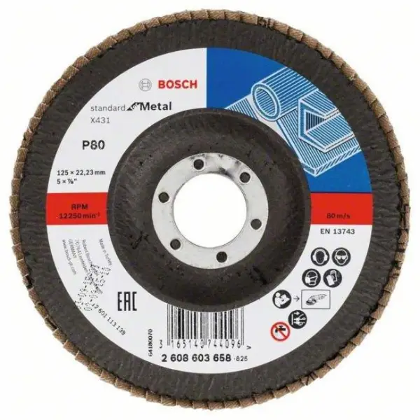 Пелюстковий шліфкруг X431 Standard for Metal, 125 мм, K80 кут.