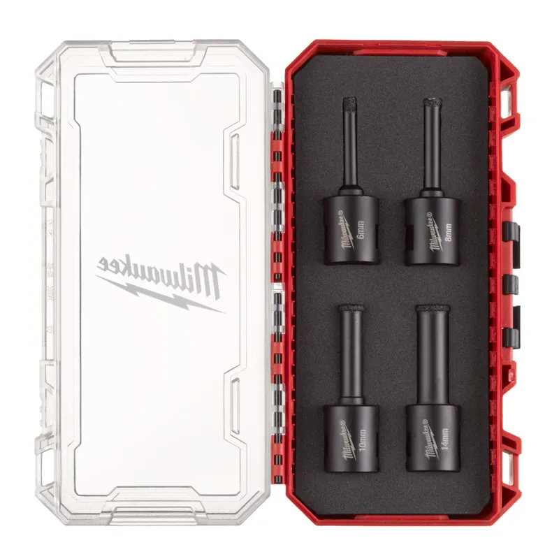 Набір алмазних коронок Diamond Max PACKOUT MILWAUKEE М14, діаметр 6/8/10/14мм (4шт) (сухе свердління)