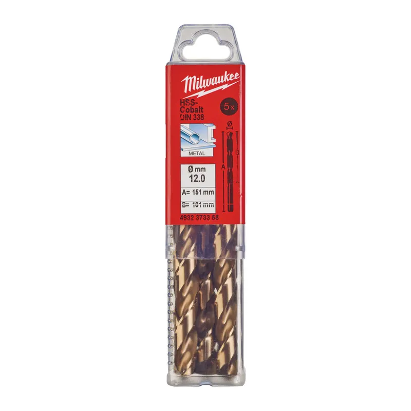 Свердло по металу HSS-Co MILWAUKEE, DIN338, діаметр 12,0х150х101мм, (5шт)