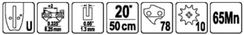 Шина для пили YATO l= 20"/ 50 см (78 ланок)Нап.Тов- 0,322" (8,2 мм)для ланцюгів YT-84905 [20] — Photo 1