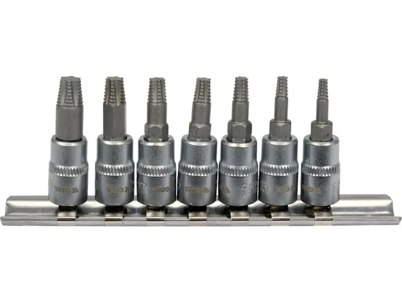 Набір естракорів гвинтів YATO торцеві з TORX спіральні квадрат 1/4", 7 шт [15] — Photo 1