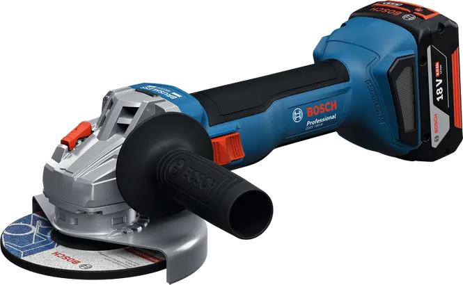 Акумуляторна бещіткова кутова шліфмашина Bosch GWS 18V-8 + (2х акумулятори GBA 18V 5.0Ah + Професійний швидкозарядний пристрій GAL 18V-40 + L-BOXX 136)