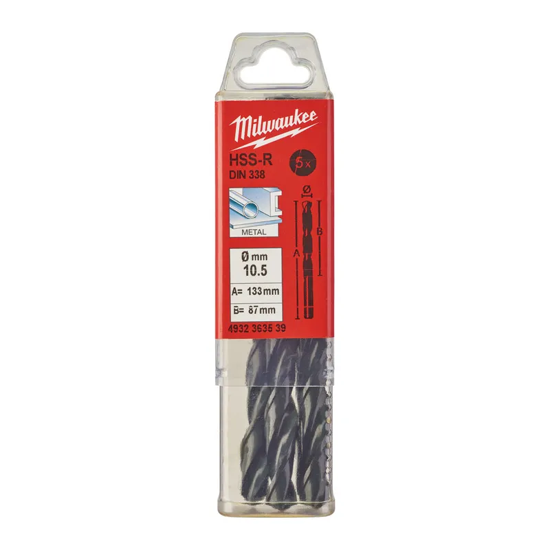 Свердло по металу HSS-R MILWAUKEE DIN338, діаметр 10,5мм, (5шт)