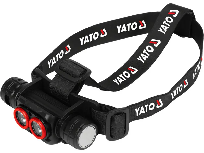 Ліхтар на чоло діодний YATO; живл. Li-Ion акумул 3,7 В, 2.6 АГод, 5 режимів дальн 160/ 90/ 60/ 12 м